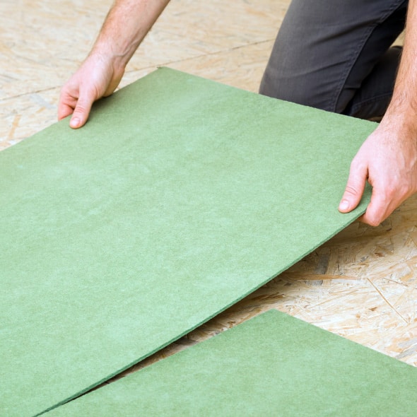 Groene ondervloer platen